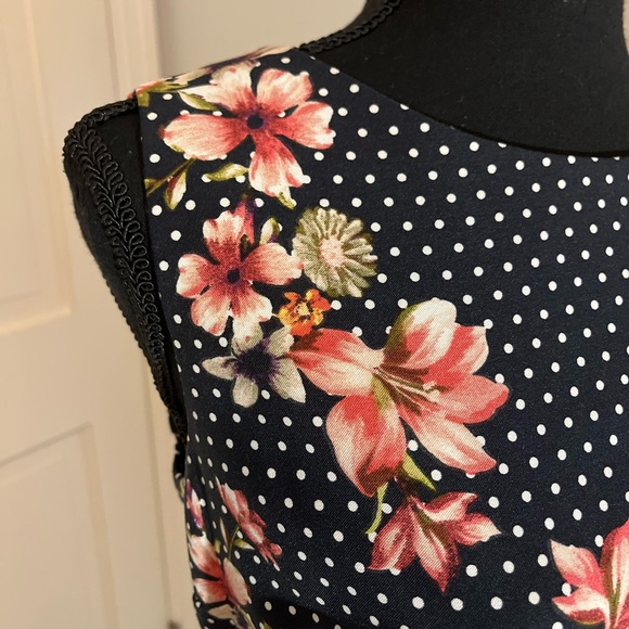 ALYX Black White Polka Dot Floral Sleeveless Work Business Professional Dress 12 - Picture 6 of 15